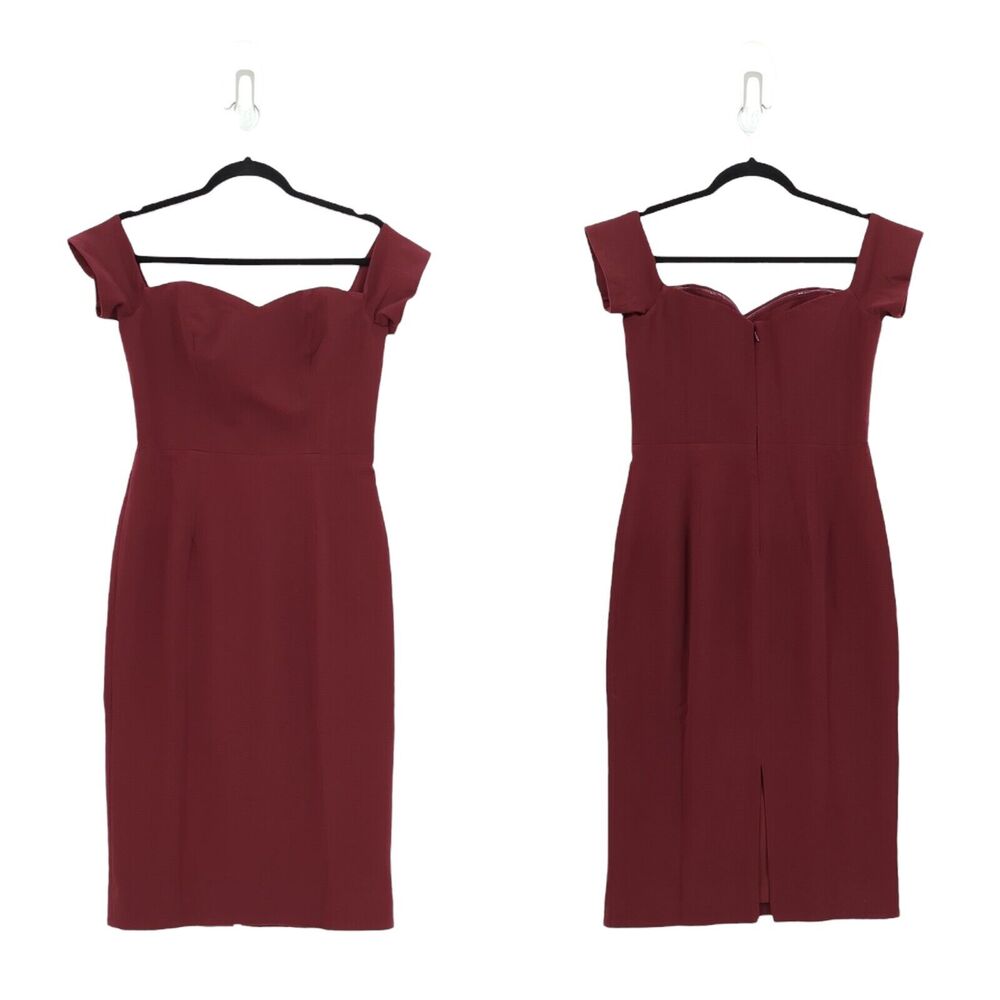 DRESS THE POPULATION Women M Bailey Dress Burgundy Red Off Shoulder Sheath NEW